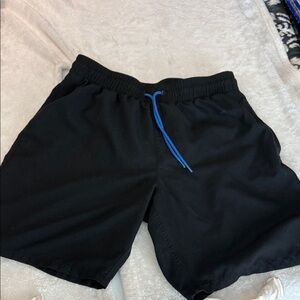 Black Men's Shorts with Blue Drawstring